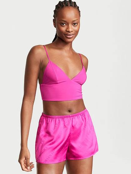 Modal Cropped Cami Satin Shorts Set