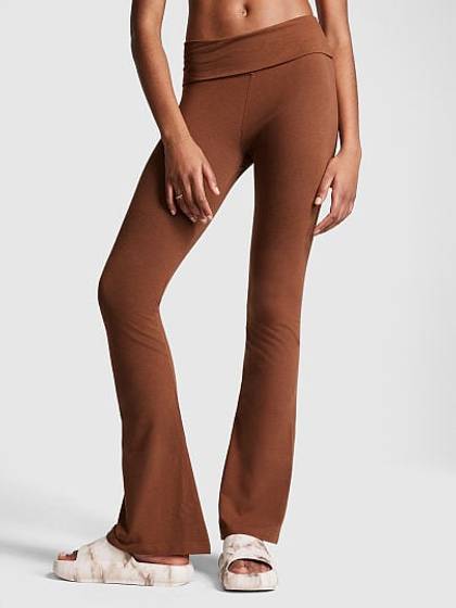 Cotton Foldover Flare Leggings