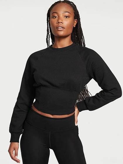 Cotton Fleece Corset Crewneck