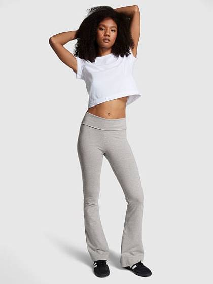 All-Day Cotton Foldover Flare Leggings