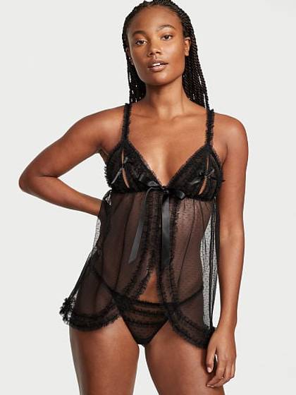 Mesh Peekaboo Babydoll Set