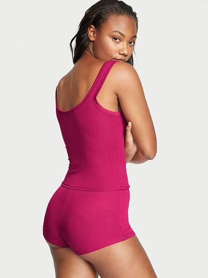 Ribbed Modal Henley Tank Shorts Set