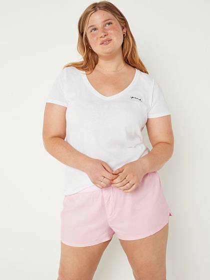 Cotton Sleep Shirt & Flannel Boxy Pajama Shorts Set