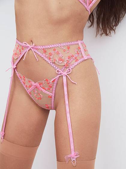 Love Bouquet Embroidery Garter Belt