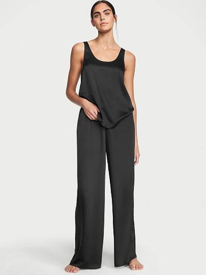 Satin Cami Wide-Leg Pant Pajama Set