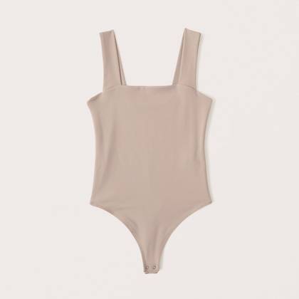 Double-Layered Seamless Fabric Squareneck Bodysuit