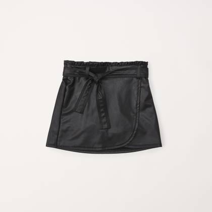 faux leather wrap mini skort
