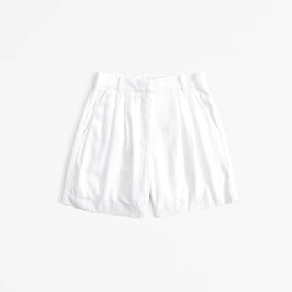Curve Love A&F Sloane Tailored Linen-Blend Short