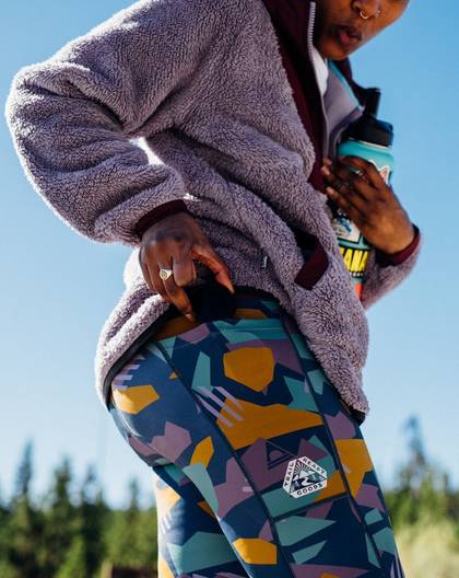 Fresh Air Recycled Leggings - Deep Blue Camo Pattern