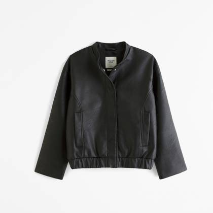 Vegan Leather Bomber Jacket