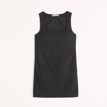 Linen-Blend Wide Strap Mini Dress