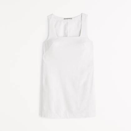 Linen-Blend Wide Strap Mini Dress