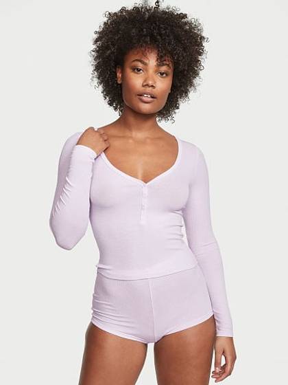 Ribbed Modal Henley Short Set