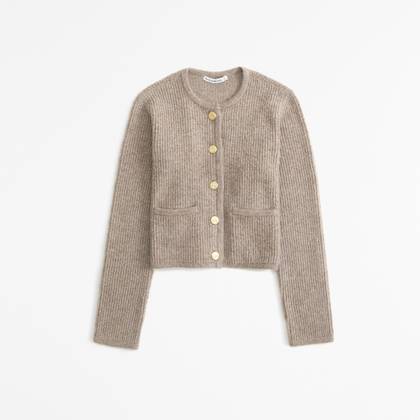 Collarless Sweater Cardigan