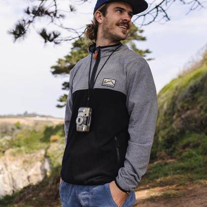 Set Off Recycled Polar 1/4 Zip Fleece - Grey Marl/ Black