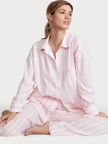 Modal-Cotton Striped Long Pajama Set