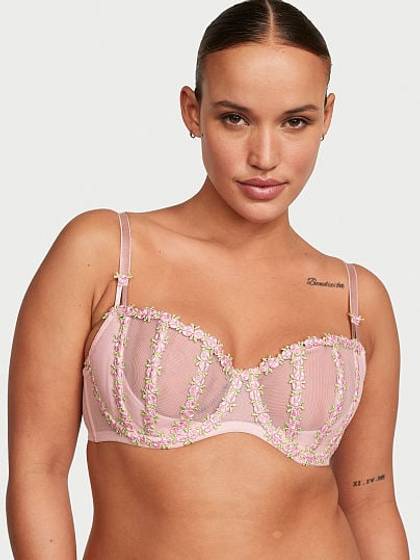 Wicked Caged Rosebud Embroidery Unlined Balconette Bra