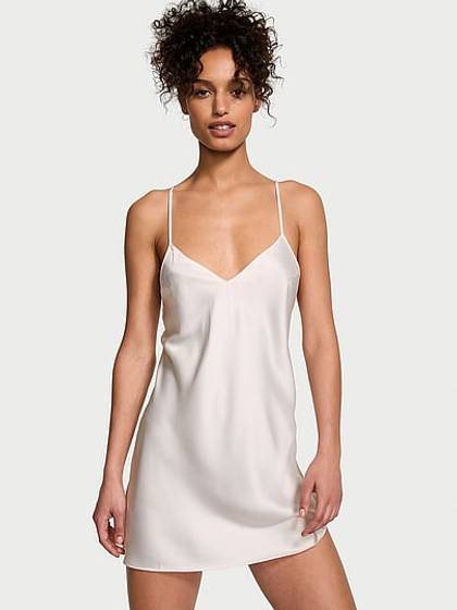 Satin Open-Back Slip Dress