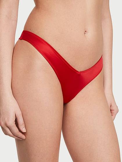 Smooth Strappy-Back High-Leg Thong Panty