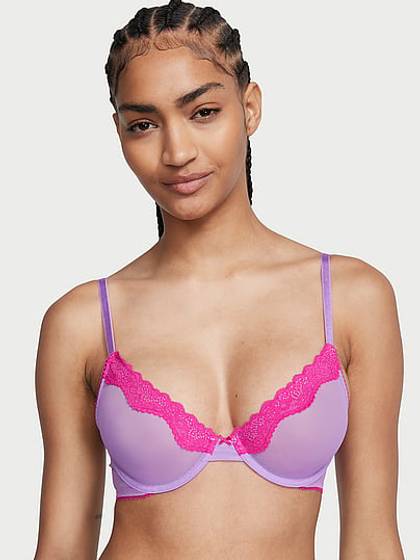 Tease Lace-Trim Unlined Demi Bra