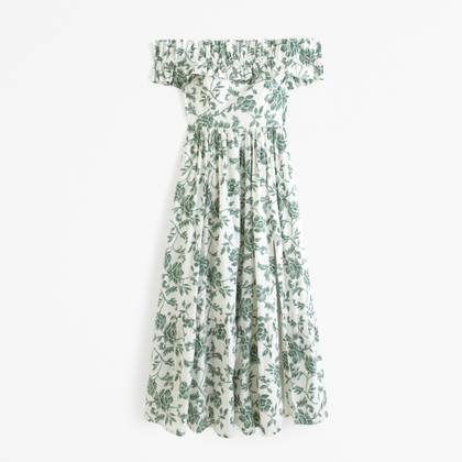 Off-The-Shoulder Ruffle Midi Dress