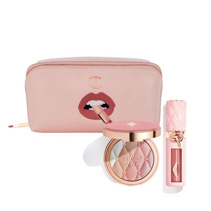 Charlotte Tilbury New! Pillow Talk Plump & Multi-glow On The Go Kit - Lip, Cheek & Makeup Bag Kit