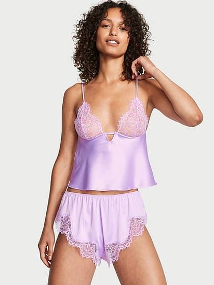 Luxe Satin Lace Triangle Cami Set