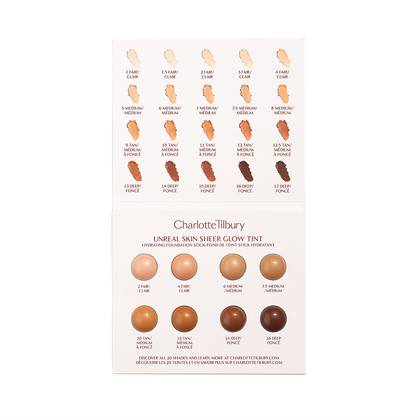 Charlotte Tilbury Unreal Skin Sheer Glow Tint - Shade Card