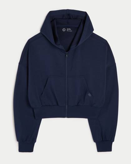 Gilly Hicks Active Crop Cooldown Zip-Up Hoodie