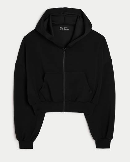 Gilly Hicks Active Crop Cooldown Zip-Up Hoodie