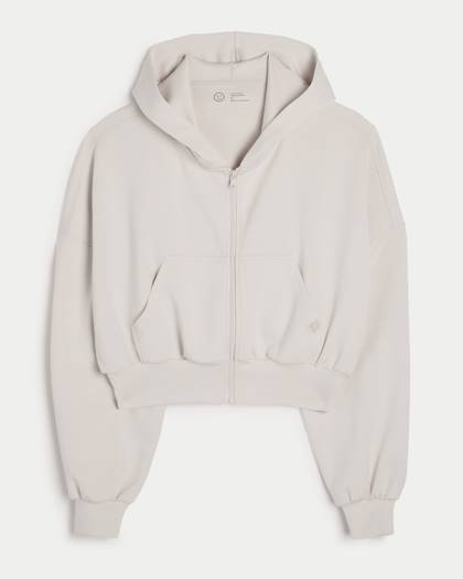 Gilly Hicks Active Crop Cooldown Zip-Up Hoodie