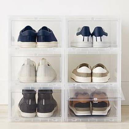 The Container Store&reg; Best Value Case of 6 Large Drop-Front Shoe Box Grey