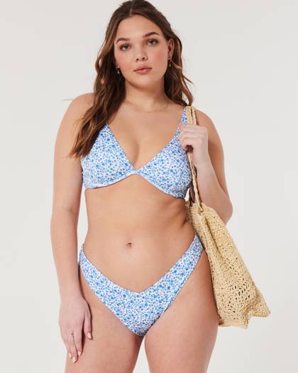 Ribbed V-Front High-Leg Cheeky Bikini Bottom