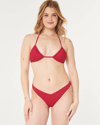 Ribbed V-Front High-Leg Cheeky Bikini Bottom