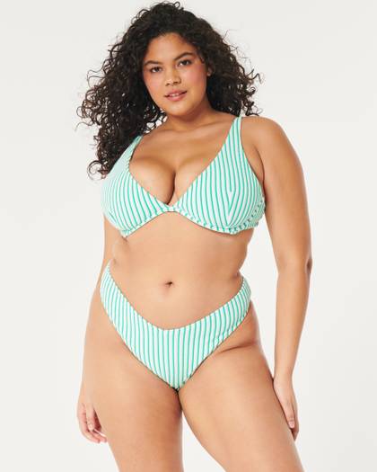 Scrunch-Ribbed V-Front High-Leg Cheeky Bikini Bottom