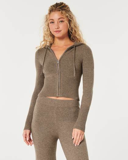 Gilly Hicks Sweater-Knit Zip-Up Hoodie