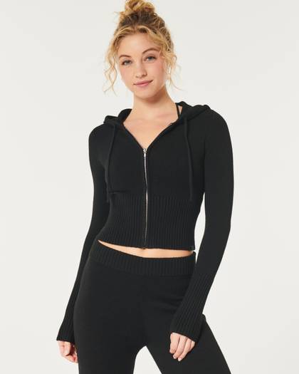 Gilly Hicks Sweater-Knit Zip-Up Hoodie