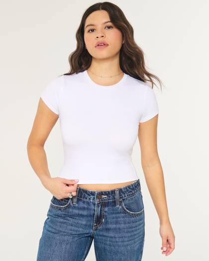 Seamless Fabric Longline Crew Baby Tee