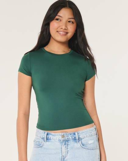 Seamless Fabric Longline Crew Baby Tee