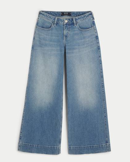 Low-Rise Medium Wash Premium Wide Leg Jeans