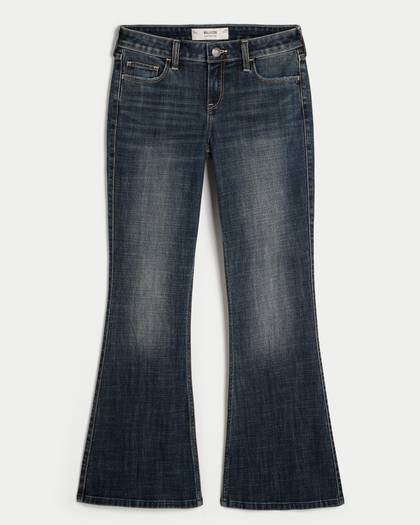 Low-Rise Dark Wash Flare Jeans