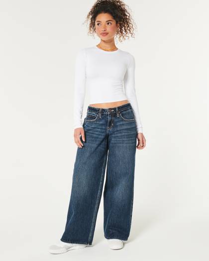 Low-Rise Dark Wash Super Baggy Jeans