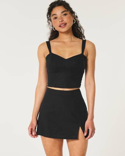 Linen-Blend Mini Skirt