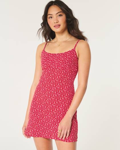 Crepe Open Back Mini Slip Dress