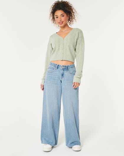 Low-Rise Light Wash Super Baggy Jeans