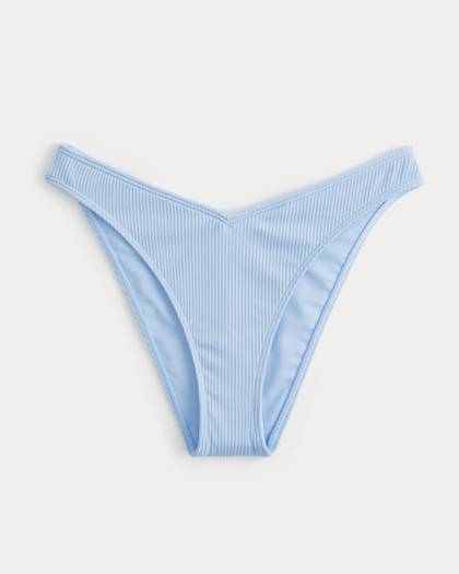 Ribbed V-Front High-Leg Cheeky Bikini Bottom