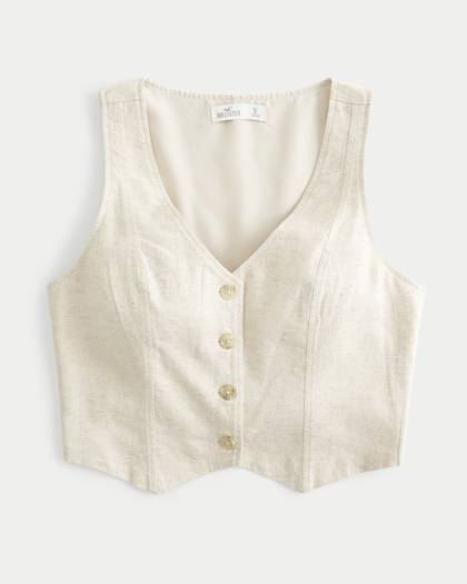 Linen-Blend Vest