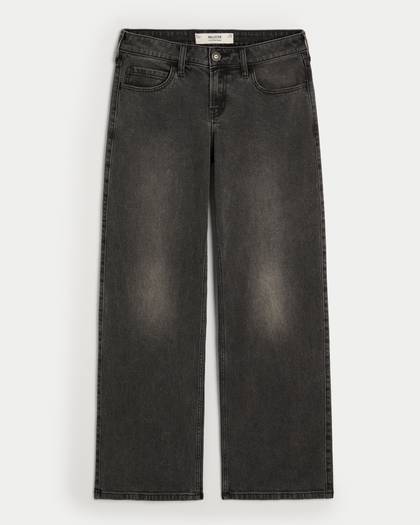 Low-Rise Washed Black Baggy Jeans