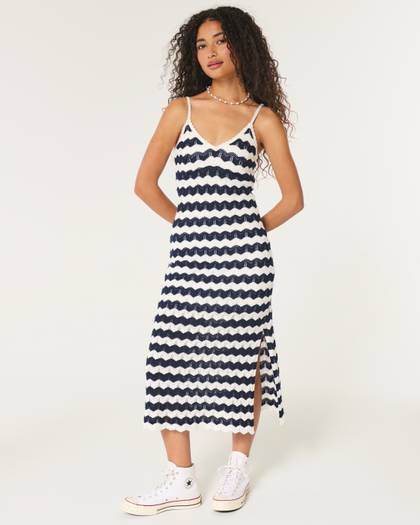 Crochet-Style Midi Dress