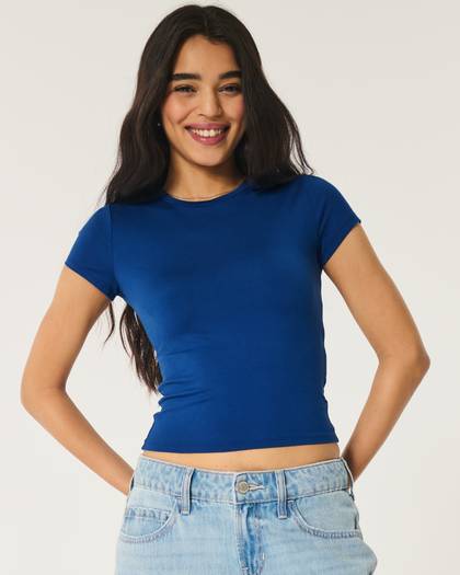 Seamless Fabric Longline Crew Baby Tee